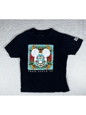 Disney Collection Neff Men’s Medium Black Graphic Tshirt Floral Mickey Mouse